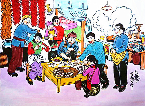 Chinese-food-dumplings-one-family-happy-Huxian-peasant-paintings-hotel-and-home-furnishing-dec...jpg